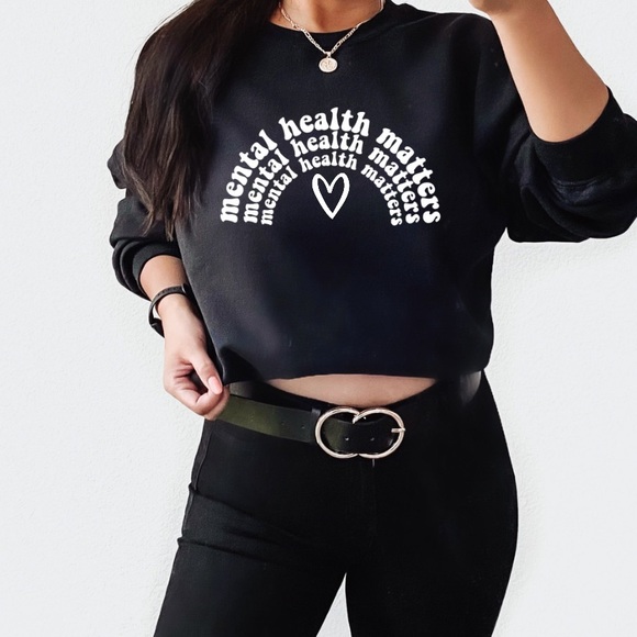 NEW Mental health matters graphic relaxed fit sweatshirt S-5X - Picture 2 of 4